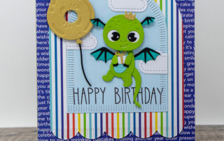 Handmade card inspiration featuring die cuts from Spellbinders Paper Arts, including the adorable Dancin' Dragon die set and Make a Wish Arch Labels.