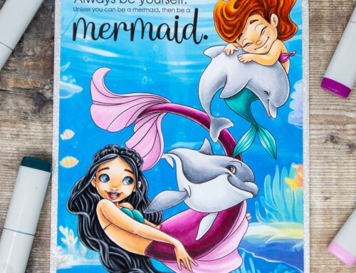 Dolphin Hugs Mermaid Scene Card