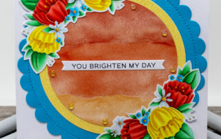 Copic marker coloured floral card and YouTube member exclusive no line colouring video featuring Pretty Pink Posh Floral Corners clear stamp set.