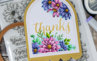 Copic marker coloured floral card and no line colouring members only colouring video featuring Honey Bee Stamps Daisy Layers Bouquet clear stamp set.