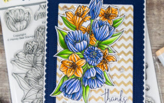 Copic marker coloured floral card and colouring video featuring Honey Bee Stamps Everything Beautiful clear stamp set.