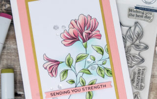 Alcohol marker coloured floral card and colouring video featuring Copic markers and Pinkfresh Studio Amazing Things clear stamp set.