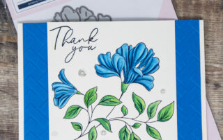 Handmade card inspiration featuring the Spellbinders Betterpress system with Pinkfresh Studio Amazing Things press plate and Derwent Inktense pencils.