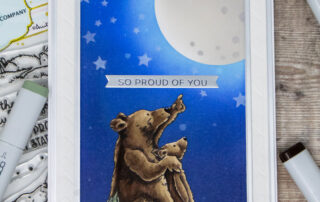 Copic marker & Distress Oxide ink coloured card featuring Colorado Craft Company Stargazers stamp set.