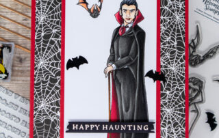 Copic marker coloured card inspiration featuring the Sweet November Stamps SN Guy Baron clear stamp.