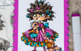 Alcohol marker coloured card and colouring video featuring Copic markers and Moonlight Whispers Charlotte clear stamp set.