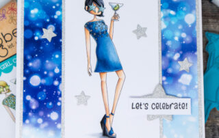 Copic marker coloured card inspiration & video featuring the Stamping Bella Uptown Girl Francine rubber stamp.