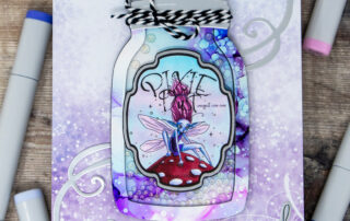 Fun shaker card inspiration featuring Sweet Novembers Stamps digital Potion Labels stamps and Mama Elephant Jar Shaker die set.