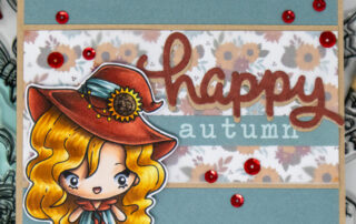 Alcohol marker coloured card and colouring video featuring Copic markers and The Greeting Farm Hocus Pocus clear stamp set.