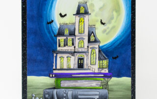 Copic marker coloured halloween card inspiration with Stamping Bella Tales from the Haunted Mansion rubber stamp, illustrated by Kristin Farnsworth.