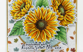 Copic marker coloured floral card and colouring video featuring Honey Bee Stamps Bloom with Grace sunflowers clear stamp set.