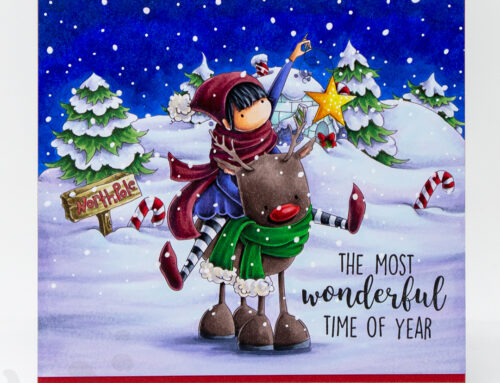 Tiny Townie Rita at The North Pole Scene Card