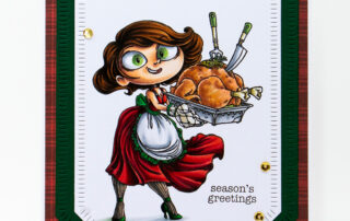 Alcohol marker coloured card and colouring video featuring Copic markers and Moonlight Whispers Turkey and Pie clear stamp set.