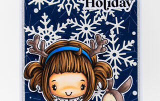 Christmas card inspiration and Copic marker colouring video for The Greeting Farm Holiday Anya 12 clear stamp set.