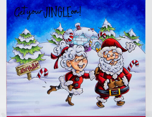 Mr & Mrs Claus at the North Pole Scene Card