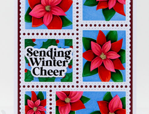 Postage Collage Poinsettia Christmas Card