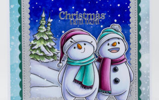 Copic marker coloured winter card inspiration & colouring video featuring Sweet November Stamps Snow Buddy Like You clear stamp set.