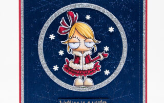 Alcohol marker coloured Christmas card featuring Copic markers & Stamping Bella Mini Snowflake Oddball rubber stamp.