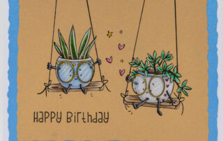 Prismacolor coloured pencil coloured card inspiration and colouring video featuring Stamping Bella Spec-Tacular Swinging Pots rubber stamp!