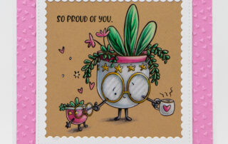 Prismacolor coloured pencil coloured card inspiration & colouring video feat. Stamping Bella Spec-Tacular Mom & Baby Succulent rubber stamp!