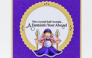 Alcohol marker coloured fortune teller birthday card featuring Waffle Flower Crafts Far Far Away January 2025 release products!