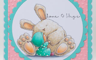 Cute card inspiration & colouring video featuring Stamping Bella Bundle Girl loves Bunny Wobbles coloured using Copic markers.