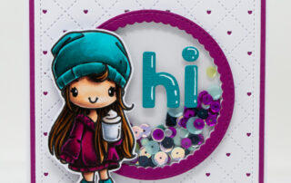 Shaker card inspiration & Copic marker colouring video featuring The Greeting Farm Pumpkin Spice Season clear stamp set.