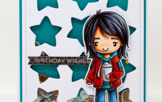 Shaker card inspiration & Copic marker colouring video featuring The Greeting Farm Pumpkin Spice Season clear stamp set.