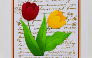 Handmade card inspiration featuring Spellbinders April 2025 Club of the Month Snail Mail Post Small Die Set, and Post Edge Expression BetterPress plate.