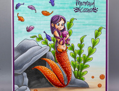 Sweet November Stamps Octopus Hugs Mermaid Scene Card