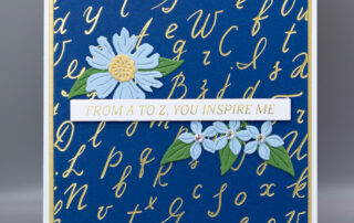 Handmade card inspiration featuring Spellbinders May 2025 Club of the Month "From A to Z" BetterPress plate with Gorgeous You Florals die set.