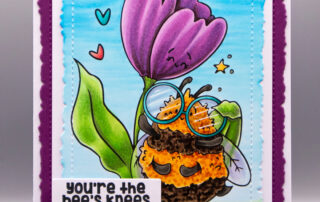 Handmade card inspiration & Copic colouring video featuring Stamping Bella Buzzy Bee and a Tulip and Buzzy Bee Sentiment Set rubber stamps.