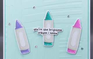 Handmade card inspiration featuring Spellbinders May 2025 Club of the Month "Crayon Creations" clear stamp and die of the month.