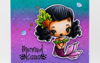 Card inspiration & Copic marker colouring video featuring The Greeting Farm Cheeky Mermaids clear stamp set.