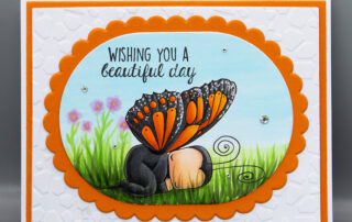 Handmade card inspiration & Copic colouring video featuring Stamping Bella Sleeping Butterfly Baby rubber stamp.
