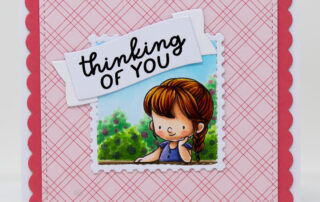 Postage collage card inspiration featuring Sweet November Stamps Postage Pals clear stamp sets, coloured using Copic markers.