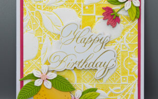 Handmade card inspiration featuring Spellbinders Paul Antonio Copperplate Sentiments BetterPress plates, and La Dolce Vita Collection dies and 3D embossing folder!