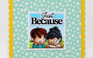 Postage collage card inspiration featuring Sweet November Stamps Postage Pals clear stamp sets, coloured using Copic markers.