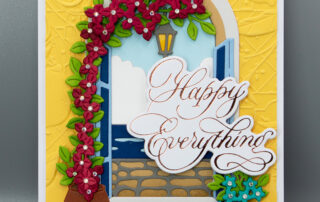 Handmade card inspiration featuring Spellbinders Paul Antonio Copperplate Sentiments BetterPress plates, and La Dolce Vita Collection dies and 3D embossing folder!