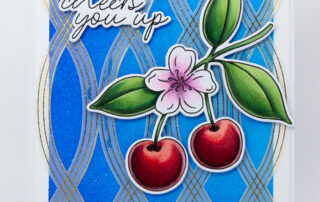 Handmade card inspiration featuring Pinkfresh Studios Cherry Bliss clear stamp and matching die set, and more fun products!