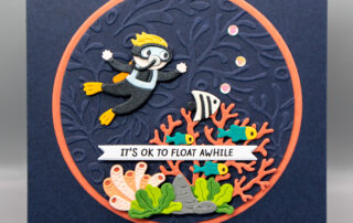 Handmade die cut scene card inspiration featuring Spellbinders August Club of the Month Beneath The Blue kit products and more!