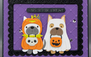 Handmade die cut Halloween card inspiration featuring the Pupkin and Woof or Treat etched die sets from Spellbinders Paper Arts.