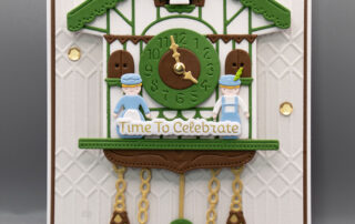 Handmade die cut card inspiration featuring the Cuckoo Cottage collection etched die set & press plate set from Spellbinders Paper Arts.