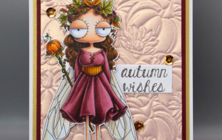 Handmade card inspiration & Copic marker colouring video featuring Stamping Bella Oddball Autumn Fairy rubber stamp.