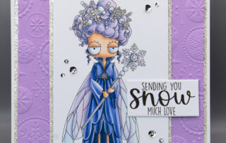 Winter card inspiration & Copic marker colouring video featuring Stamping Bella Oddball Winter Fairy rubber stamp.