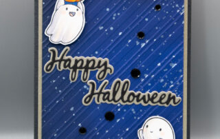 Halloween card inspiration & Copic marker colouring video featuring Sweet November Stamps Bitty Boos clear stamp set.