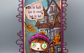 Tag shaped autumn card featuring AALL & Create Janet Klein Falling for Fall stamp set and other products!