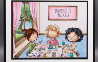 Card inspiration & Copic marker colouring video featuring Sweet November Stamps digital stamp scene for World Card-Making Day!