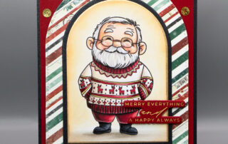 Christmas card & Copic marker video featuring Sweet November Stamps Off Duty Santa & Reindeer clear stamp set.