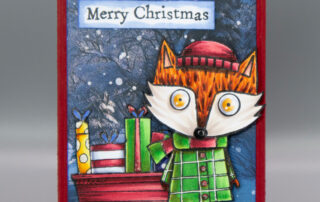 Christmas ATC featuring AALL & Create Janet Klein Holiday Fox stamp set along with dies and designer papers.